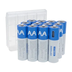 Pilhas RecarregáveisPilhas AA 1.5V 5000mAh Li-ion Carrega direto com carregador do celular USB - TIPO C Qualidade excepcional - Duração de recarga é maior do que as pilhas alcalinas normais